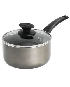 Oster 2.5 Quart Merrion Nonstick Aluminum Saucepan with Lid in Metallic Grey