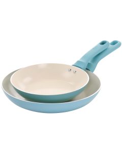 Spice by Tia Mowry Savory Saffron 2 Piece Ceramic Nonstick Aluminum Frying Pan Set in Mint